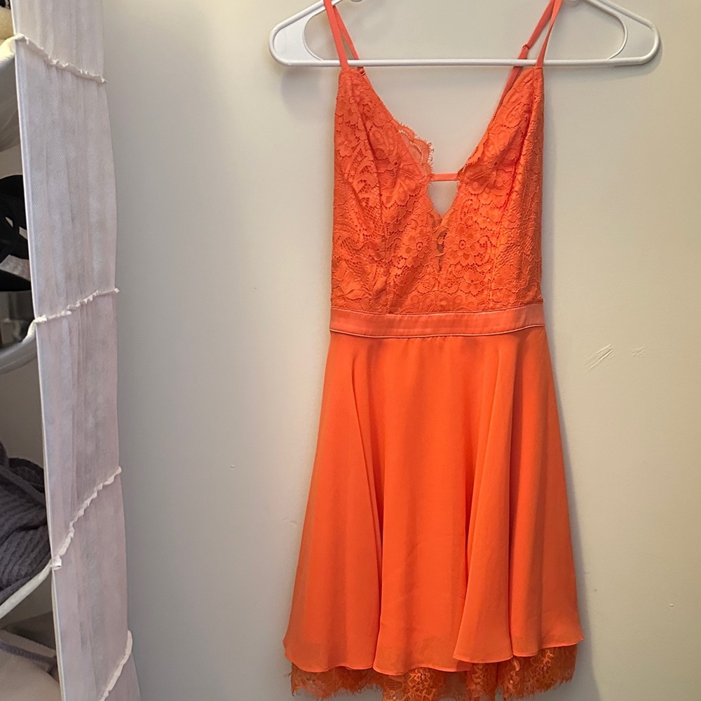 Bebe Vibrant Orange Lace Dress